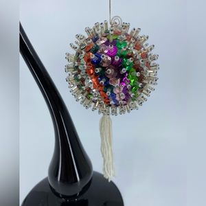 Vintage Rainbow Multicolor Push Pin Beaded Sequin Christmas Ornament